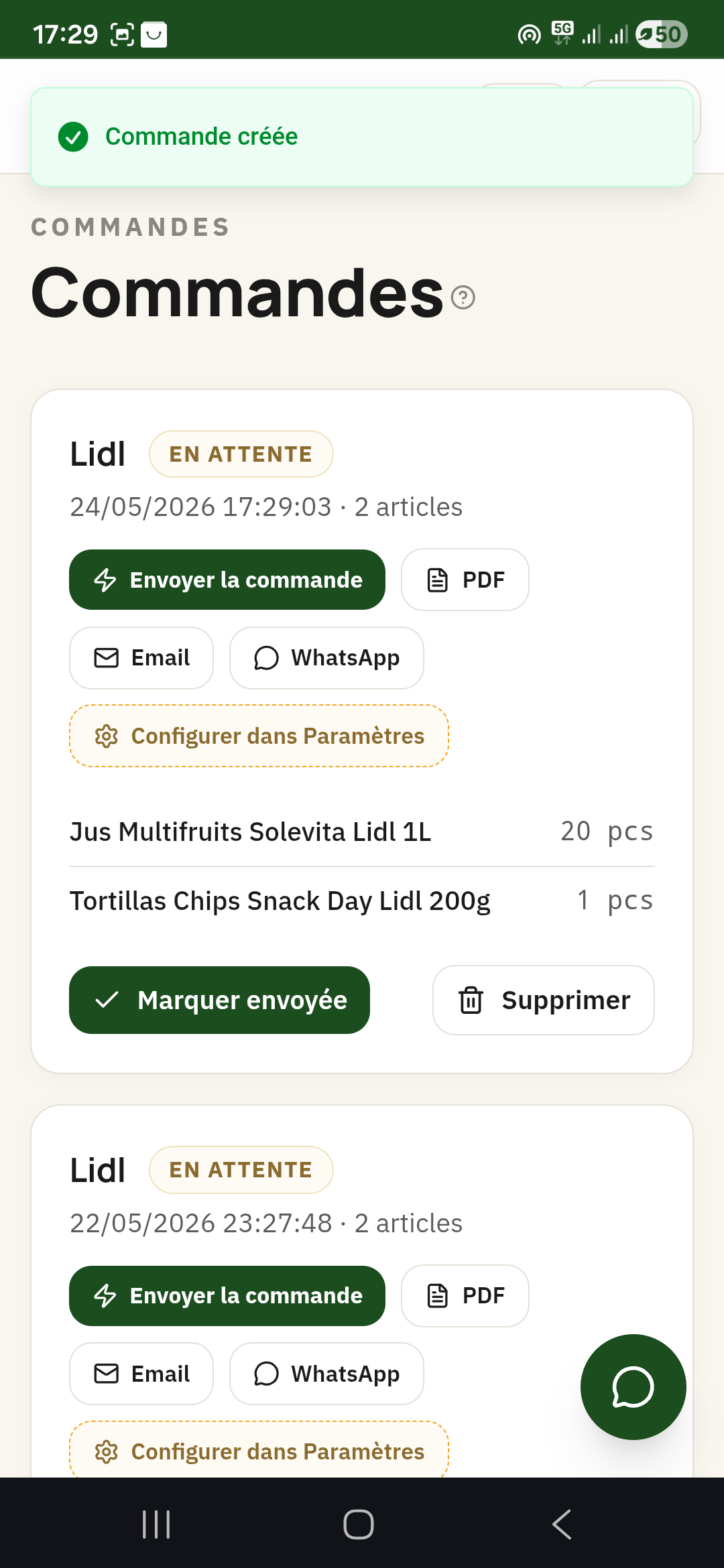Prepare your orders without forgetting an item